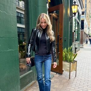 Guess Black Cropped Faux Leather Jacket